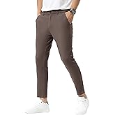Plaid&Plain Men's Slim Fit Khaki Pants Stretch Cropped Chino Skinny Pants