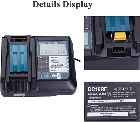Dc18rf Dc18ra Li Ion Battery Charger With Lcd Screen 3 5a Charging Current For Makita 14 4v 18v Bl10 Bl1815 Dc18rc Bl1430 Amazon Com Dc18rf Dc18ra Li Ion Battery Charger With Lcd Screen 3 5a Charging Current For Makita 14 4v 18v Bl10 Bl1815 Dc18rc Bl1430 Amazon Com