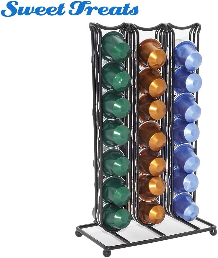 Fiesta Sweettreats Black Coffee Pod Holder Iron Chrome Plating Stand Coffee Capsule Storage Rack for 42pcs Nespresso Capsule