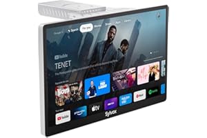 SYLVOX Kitchen TV, Small Smart TV for Kitchen, 15.6 inch 1080P Full HD Under Cabinet TVs, Google Smart Television with Voice Remote Control WiFi Bluetooth Chromecast 2 Speakers, Compact & Foldable