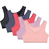 Donella Girls Training Bras - Soft Cotton Kids Sports Bra, 5 Pack Crop Tops