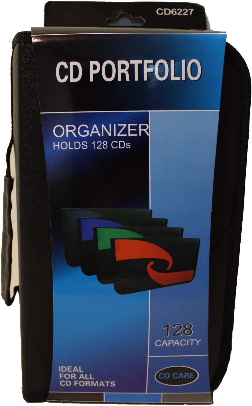 128 Capacity CD Storage Wallet Case Organizer - Ideal for All CD Formats - CD Portfolio - Multicolor