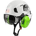 GREEN DEVIL Safety Helmet Hard Hat with Visor and Ear Protection Adjustable Lightweight Vented ABS Work Helmet 6-Point Suspension ANSI Z89.1 Approved Ideal for Industrial & Construction …