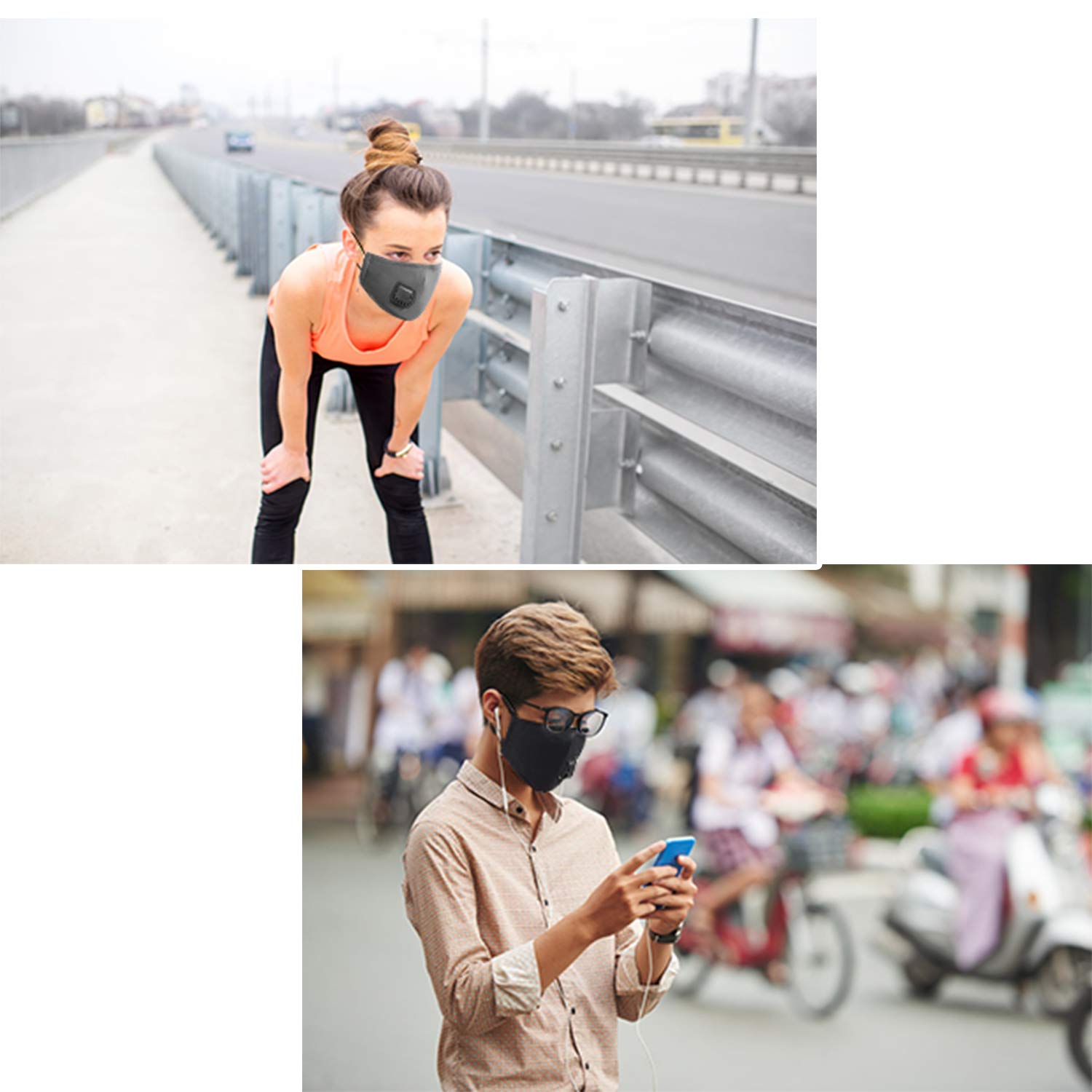 Mouth Masks,Kapmore 3PCS Anti Dust Pollution Mask Breathable Washable Fashion Cotton PM2.5 Dust Mask Mouth Mask with Adjustable Straps for Adult