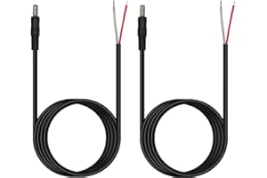 OthoKing 4FT DC 5.5MM x 2.1MM Male Plug to Bare Wire Open End Power Wire Supply Repair Cable,18 AWG Barrel Connector for CCTV Camera,DVR,LED Strip Light Etc-2 Pack