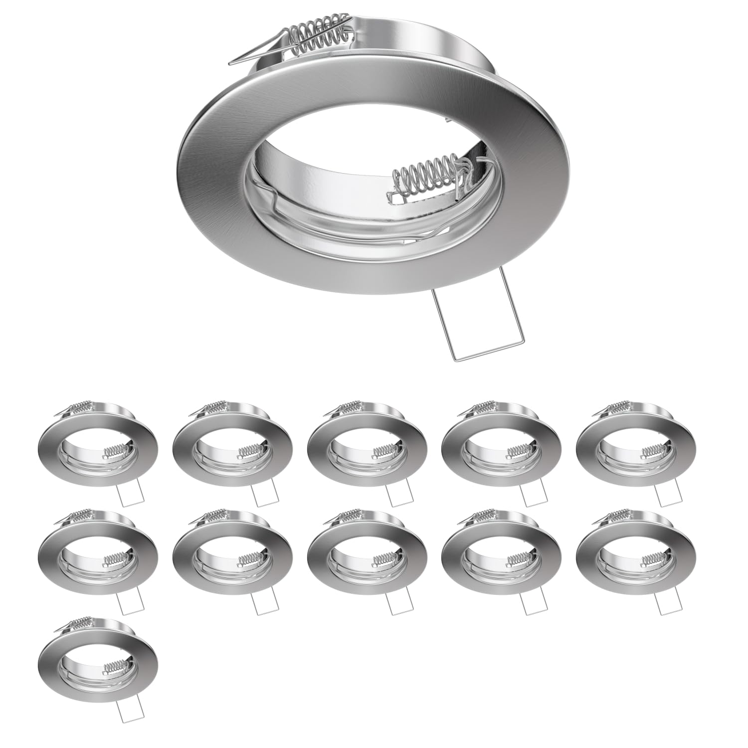 ledscom.de 12 pcs. recessed Ceiling Frame Fere, Round, Stainless Steel matt