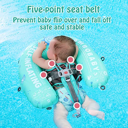 Mambobaby Baby Float Self-Inflating Baby Pool Float, AnjeeIOT Compressible Pool Swim Float Infant Soft Solid Swimming Trainer, Baby Float with Removable UPF 50+ UV Sun Protection Canopy