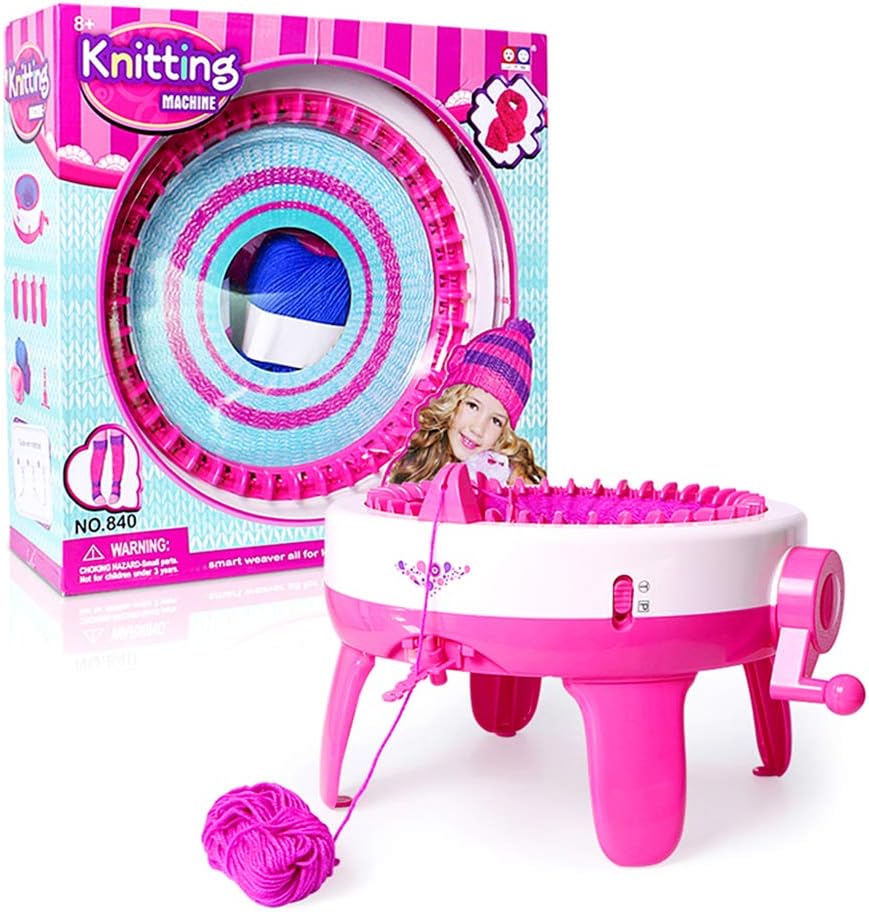 Alaine Knitting Machine with 2 Roll Yarn, Smart Weaver Knitting Round Loom Knitting Board Rotating Double Knit Loom Set Hand Knitting Machine for Kids and Adults (22 Needles)