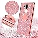 LG G7 ThinQ Case,LG G7 Case,Glitter Cute Phone Case Girls with Kickstand,Bling Diamond Rhinestone Bumper Ring Stand Sparkly Luxury Clear Thin Soft Protective LG G7 ThinQ Case for Girl Women Rose Gold
