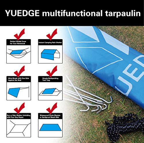YUEDGE 10x10ft Multi-function Waterproof Camping Backpacking Tarp Shelter RipStop Rainfly Snow Cover Hammock Tarp Rain Fly Tent Tarp - Thumbnail 5