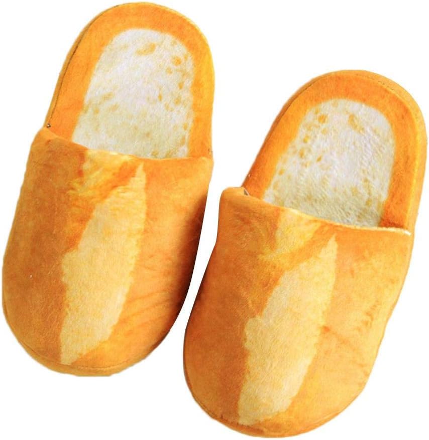 Men Women Bread Pattern Thicken Comfortable Warm Slippers Winter Shoes Slippers