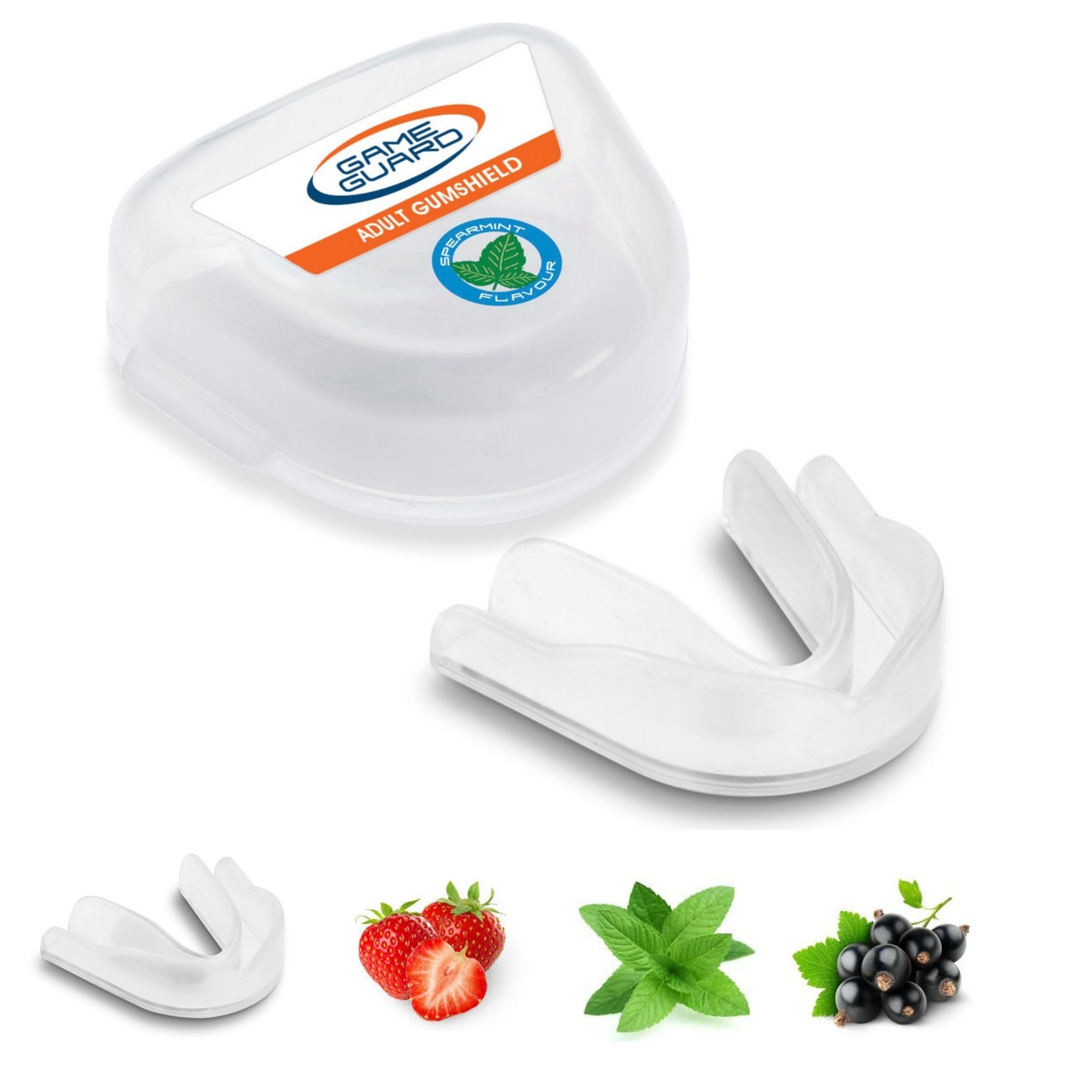 GAME GUARD 10-Pack Sports Mouthguards – Easy Fit Boil & Bite Gum Shields for Adults & Teens (Age 13+) – Mouth Guards for Rugby, Hockey, GAA – Ideal for Schools and Clubs (Mint Flavour - Clear)