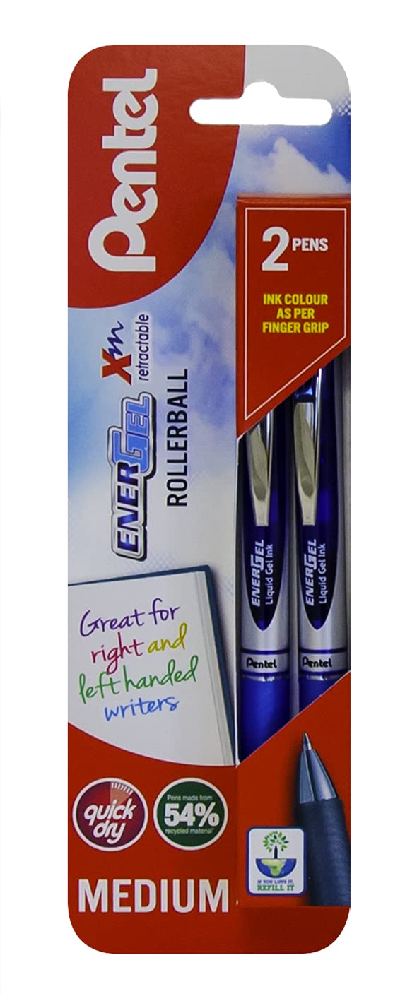 Pentel EnerGel 0.7 mm Xm Retractable Pen - Blue (Pack of 2) XBL77/2-C