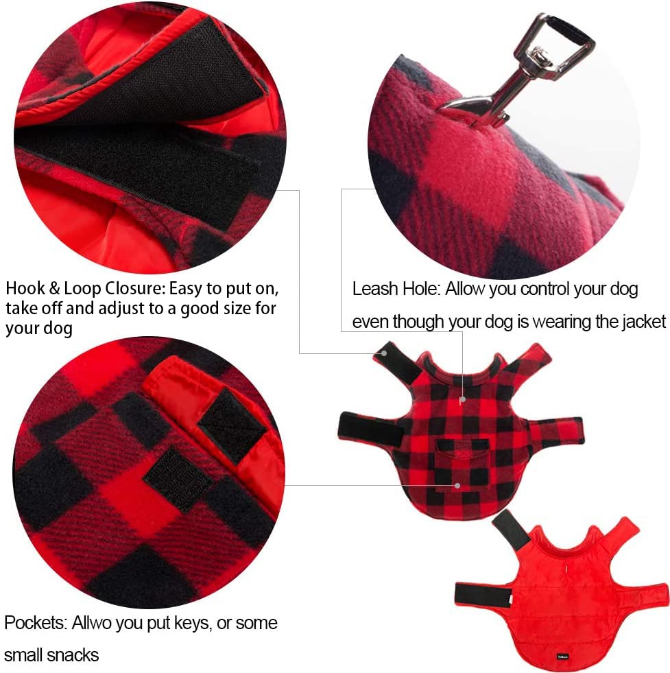 SCENEREAL Dog Winter Clothes Reversible Jacket Warm Coat Windproof