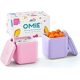 OmieBox (2 Pack) Leakproof Dips Containers to Go, Salad Dressing Container, Condiment Container with Lids - Food Safe Silicone - 4 Ounces (Pink/Purple)
