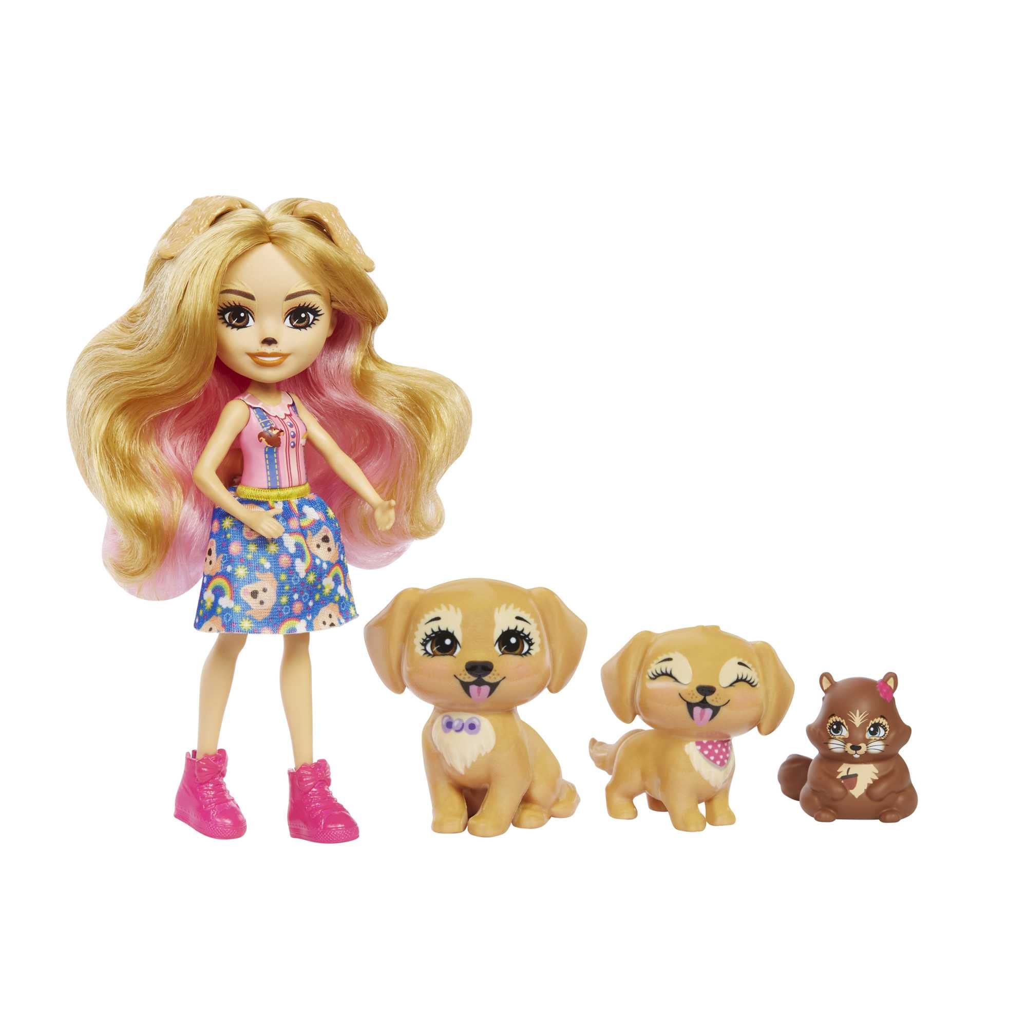 Enchantimals™ Family Toy Set, Gerika Golden Retriever Doll (6-in) with 3 Animal Figures, Great Gift for Kids Ages 4Y+, HHB85