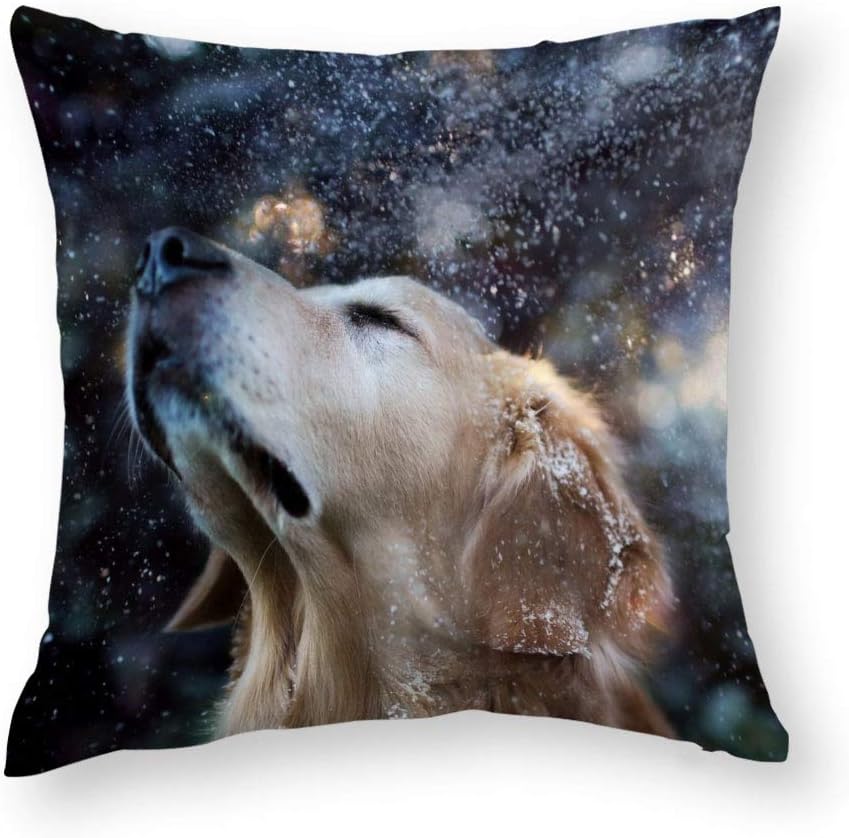 Hardon Throw Pillow Covers Golden Retriever Dog Printed DIY Custom-Made Decorative Short Plush Floss Pillowcase Cushion Covers Pillow Case Home Bed Decor 18” x 18” 45cm x 45cm