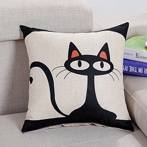 New Home Decor Cat Cotton Linen Square Throw Sofa Pillow Case Cushion Cover 18X18
