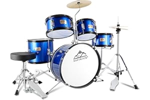 EASTROCK Drum Set, 5 Piece 16" Junior Drum Sets, Younth,Drummer, Beginner Drum Set for 7-12 Years Old with Throne,Cymbal,Pedal,Drumsticks（Blue）