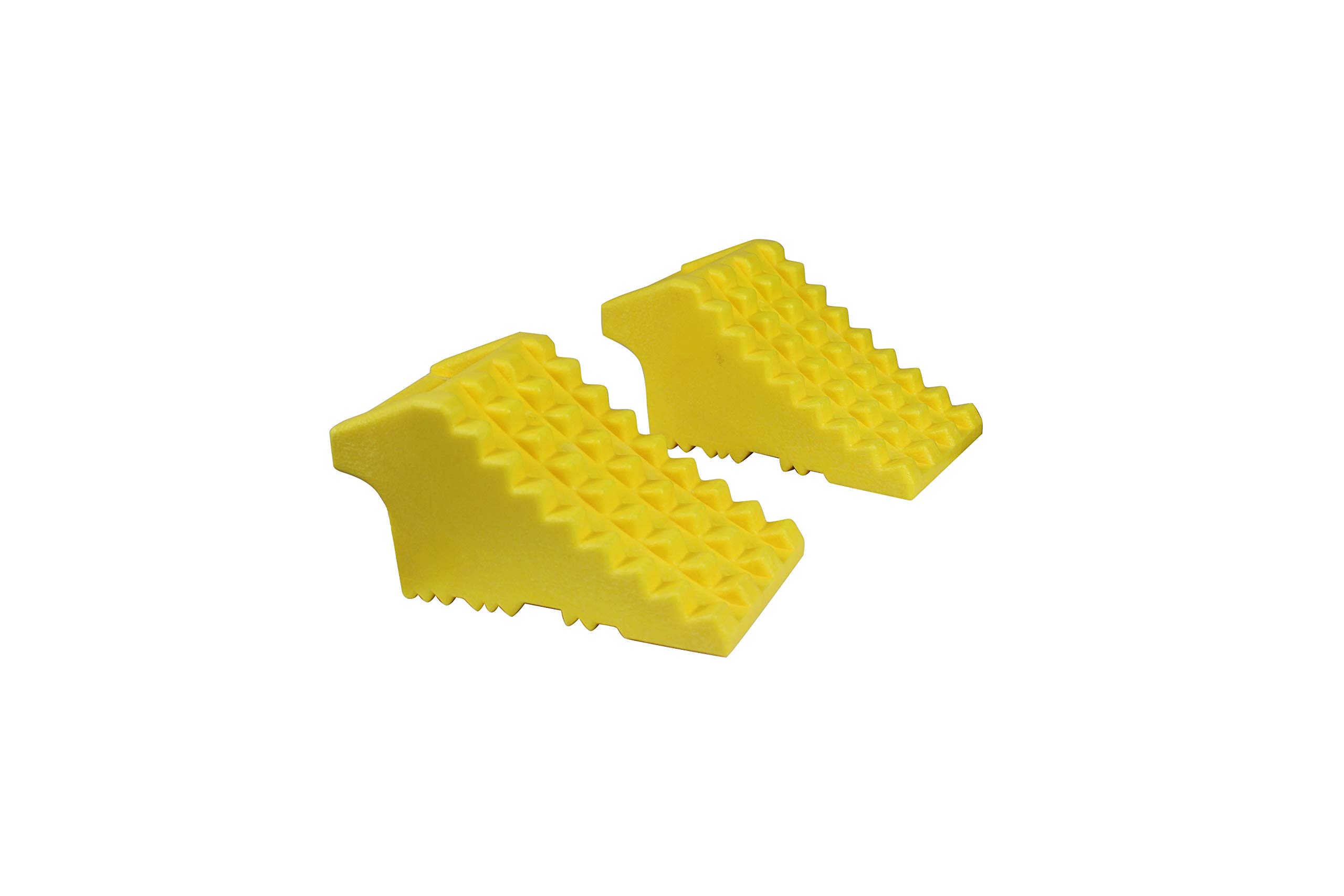 Photo 1 of MAXXHAUL 50503 High Visibility Heavy Duty Poly Foam Wheel Chock 8" x 4" x 4" - Pair