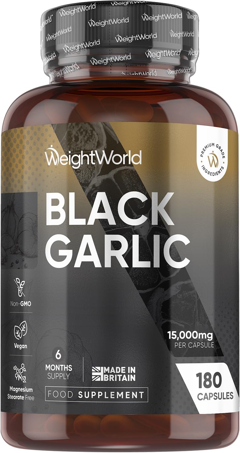 WeightWorld Black Garlic Capsules 15000mg 6 Months UK Made Vegan 180