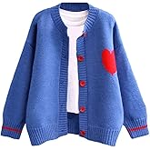 FindThy Women's Cute Cardigan Sweater Kawaii Love Heart Print Y2K Button Knitted Outerwear