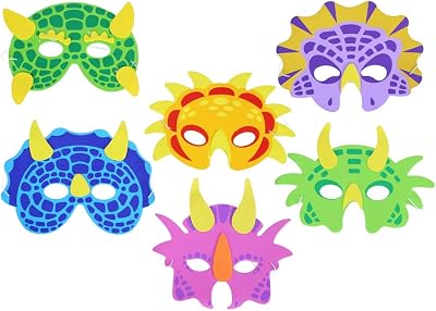 LOKIPA Dinosaur Foam Masks Kids 12 Pack Halloween Cosplay Costume Party Favors