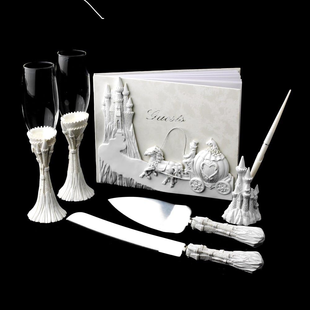 Majestic White Cinderella Castle Wedding Cake Server Set