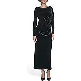 Calvin Klein Womens Long Sleeve Boat Neck Velvet Maxi Dress