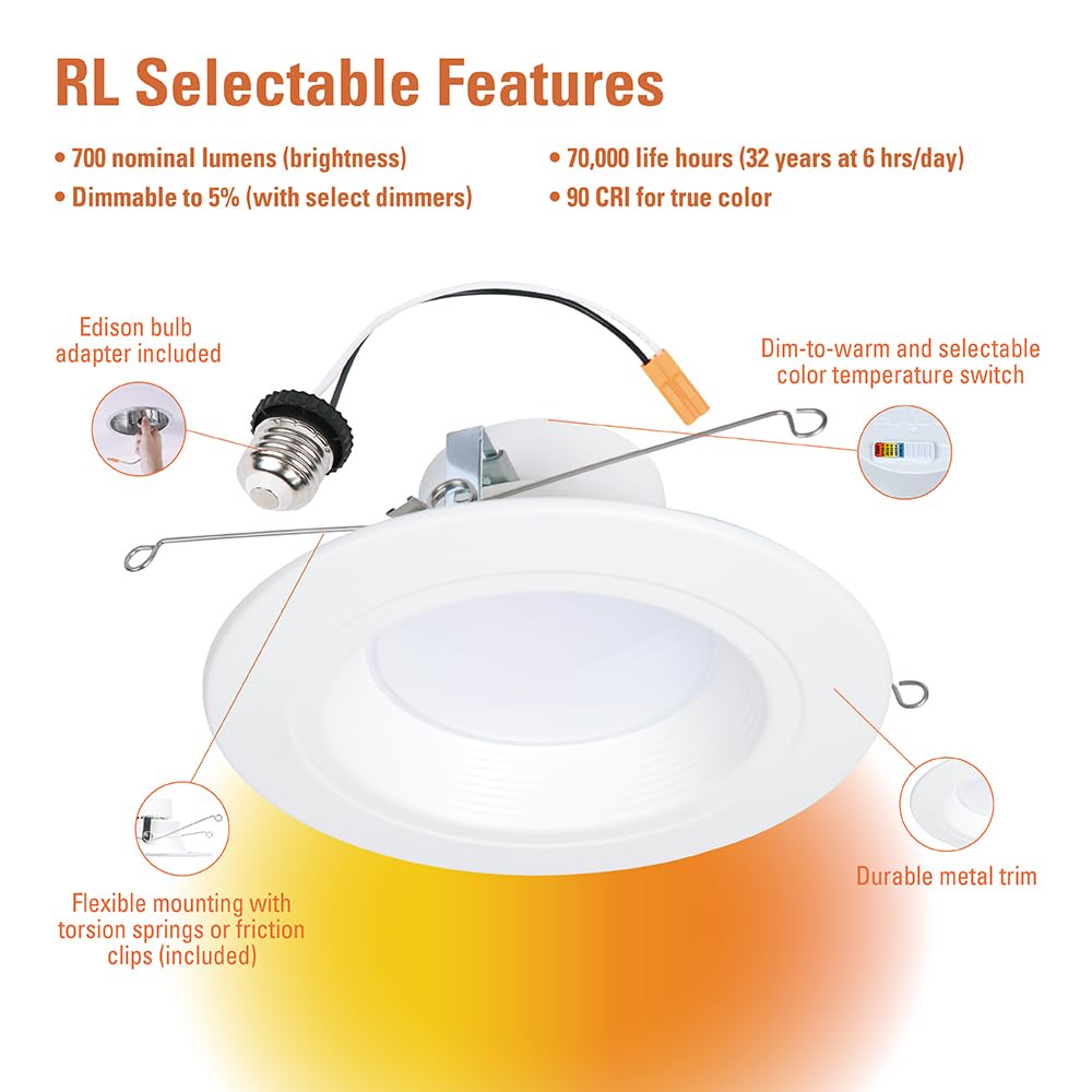 Rl Led Mua RL Series 5/6 inch Recessed LED Retrofit Light, Selectable CCT ...