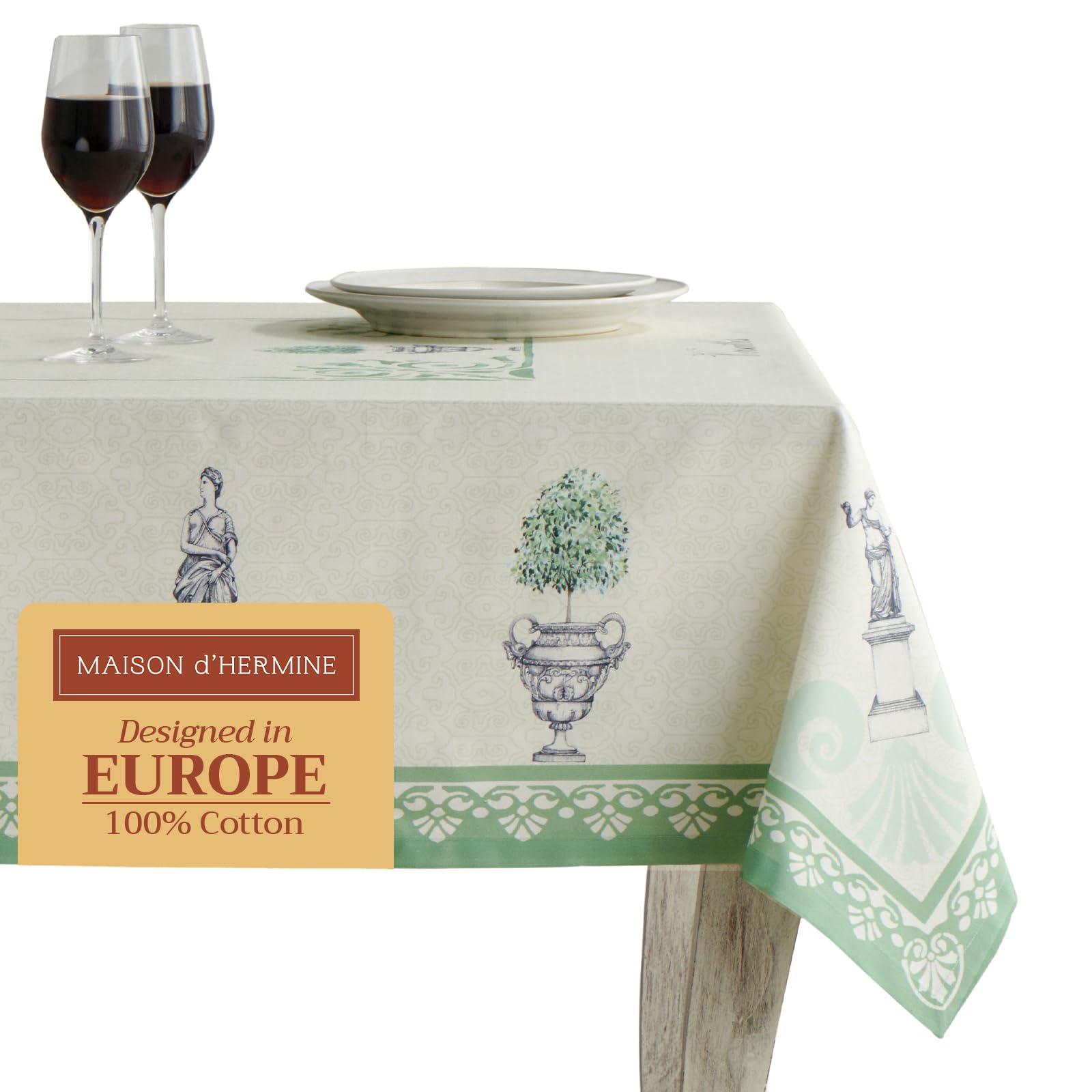 Maison d' Hermine Table Cloth Rectangle Table 100% Cotton 230 cm x 140 cm Tablecloth Reusable Everyday Use for Dining Farmhouse Home Party Festive Gifts for Mothers Day (Jardin Du Roy) — image 1