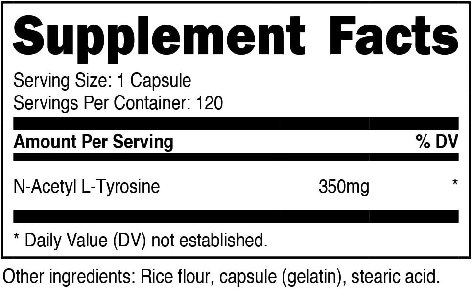 Nutricost N-Acetyl L-Tyrosine (NALT) 350mg, 120 Capsules - Gluten Free, Non-GMO: Health & Personal Care