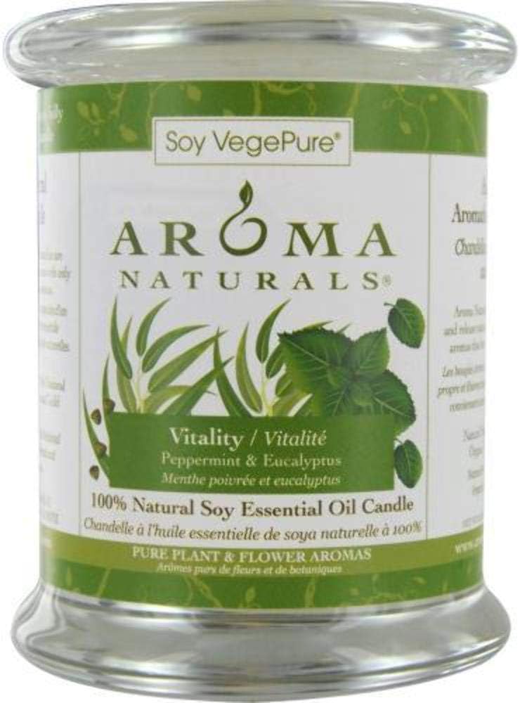 Aroma Naturals 100% Natural Soy Essential Oil Candle, Vitality, Peppermint & Eucalyptus, 8.8 oz (260 g)