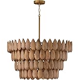 Capital Lighting 354442LW Ravi Artisan Handcrafted Mango Wood Pendant Ceiling Light, 4-Light 240 Total Watts, 17" H x 29" W, 