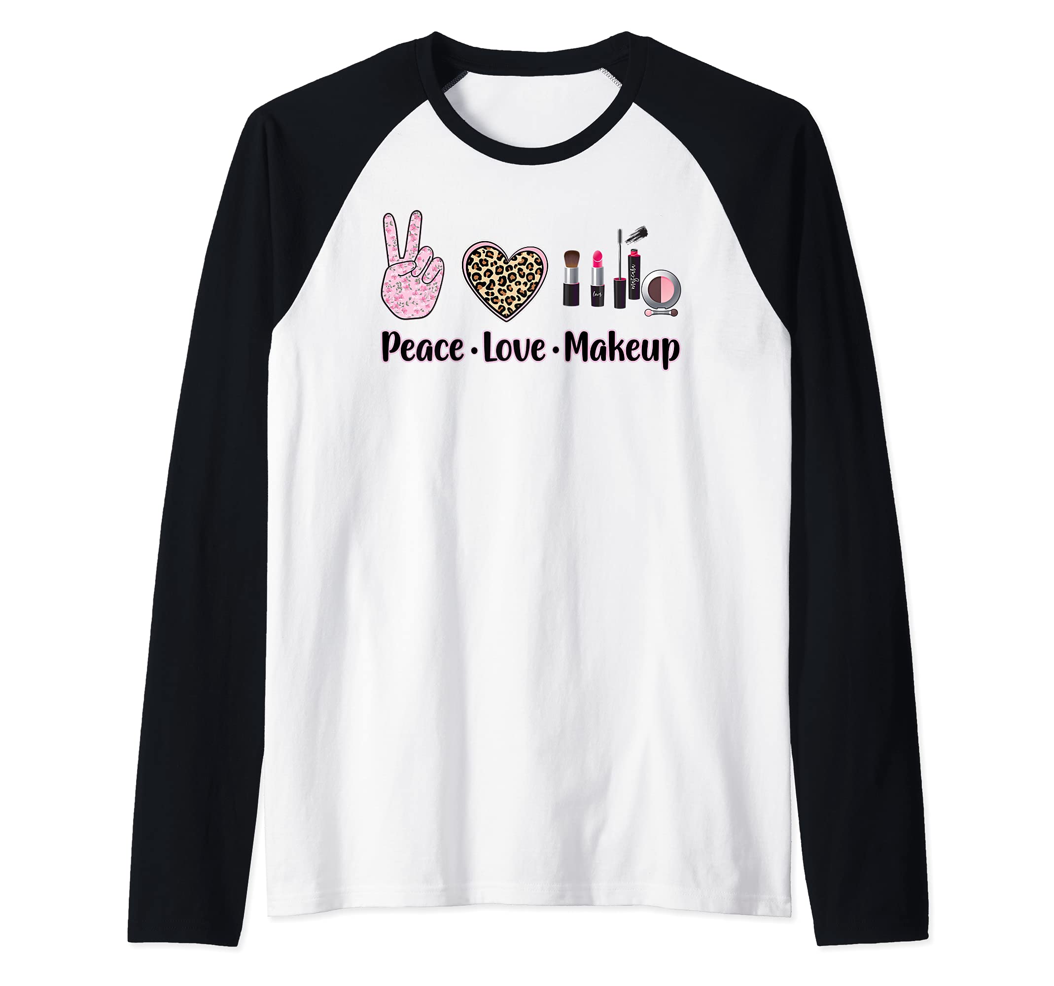 Esthetician Peace Love Makeup Cute Cosmetology Makeup Artist Raglan Baseball Tee