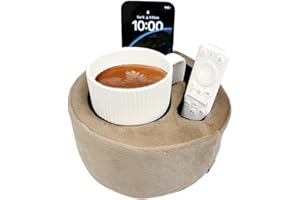 Xchouxer Couch Cup Holder Pillow, Sofa and Bed Organizer Caddy for Drinks, Remotes, Phones (Beige)