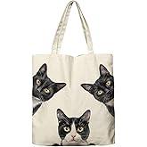 Dlzdn Cat Tote Bag Aesthetic Cute Tuxedo Cat Reusable Shopping Grocery Bag Beach Bag Birthday Christmas Gifts for Women