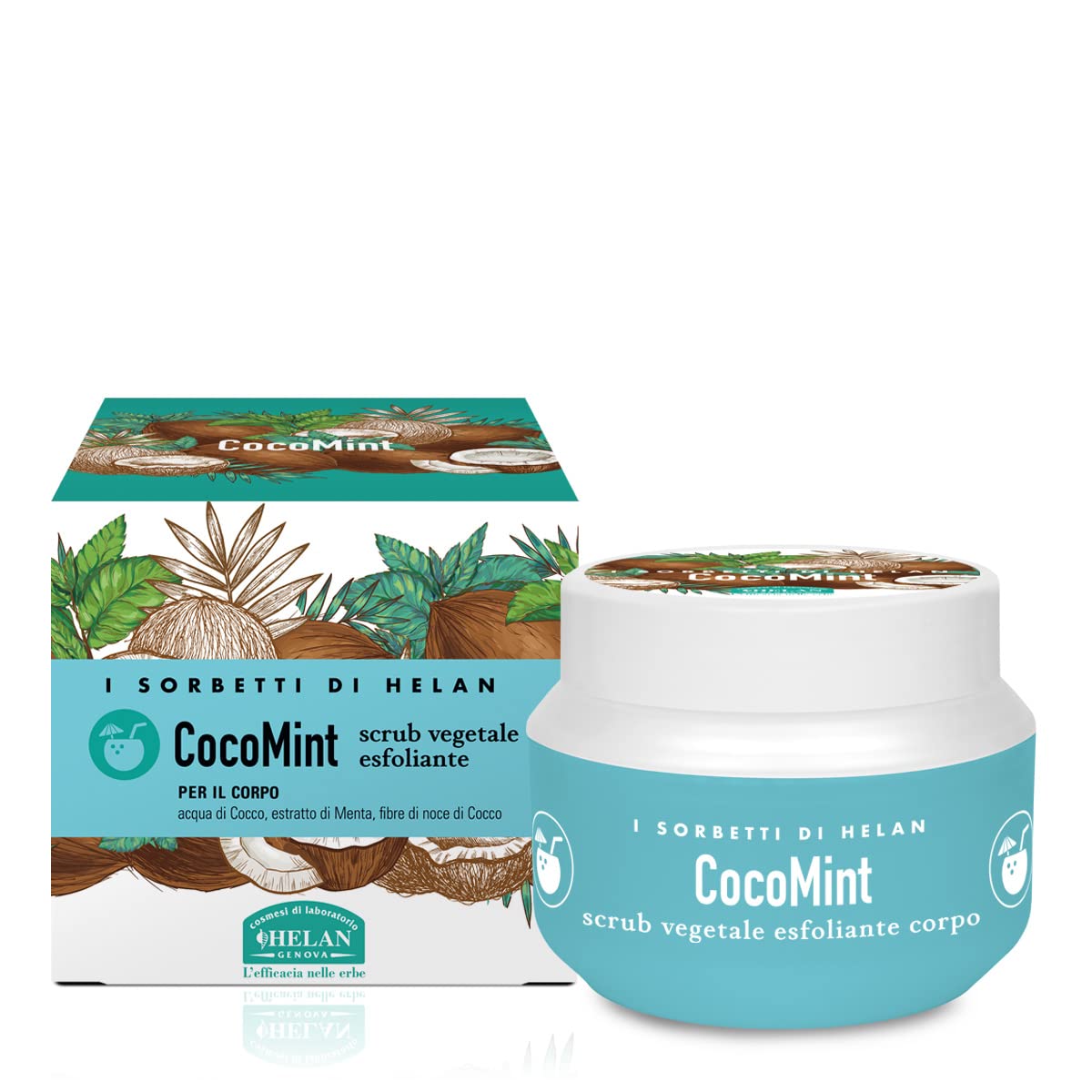 Helan I Sorbetti CocoMint - Exfoliating, Fresh & Vegetable Body Scrub with Coconut Water & Mint Extract for Silky & Renewed Skin - Vegan & Cruelty-Free Body Scrub Exfoliator - Made in Italy, 150 ml