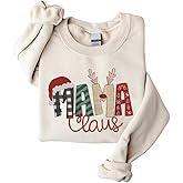 POPPOP Christmas Claus Embroidery Sweatshirt, Custom Mama Grandma Gigi Mimi Nickname, Gifts for Women Sweater