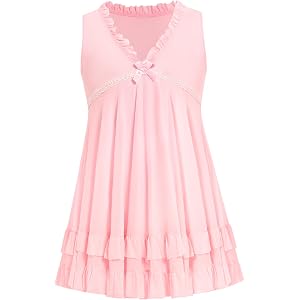 ABAFIP Men's Sheer Mesh Nightgown Ruffle V-Neck Lingerie Dress See Thru Crossdressing Nightwear Clothes
