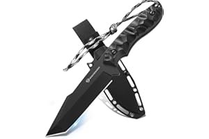 DRACHENADER Tanto Fixed Blade Knife B-BR-TANTO POINT – Full Tang Outdoor Knife with 5Cr14MoV Steel Blade – Camping Gear with 