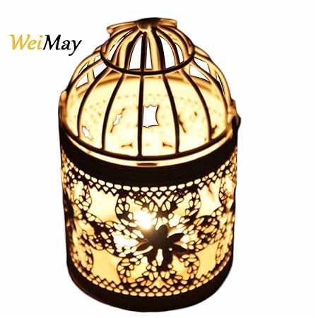 Weimay Lanternes Porte Bougie Métal Lanterne à Cage Doiseaux Creative Wedding Home Décoration De Table 1pcs