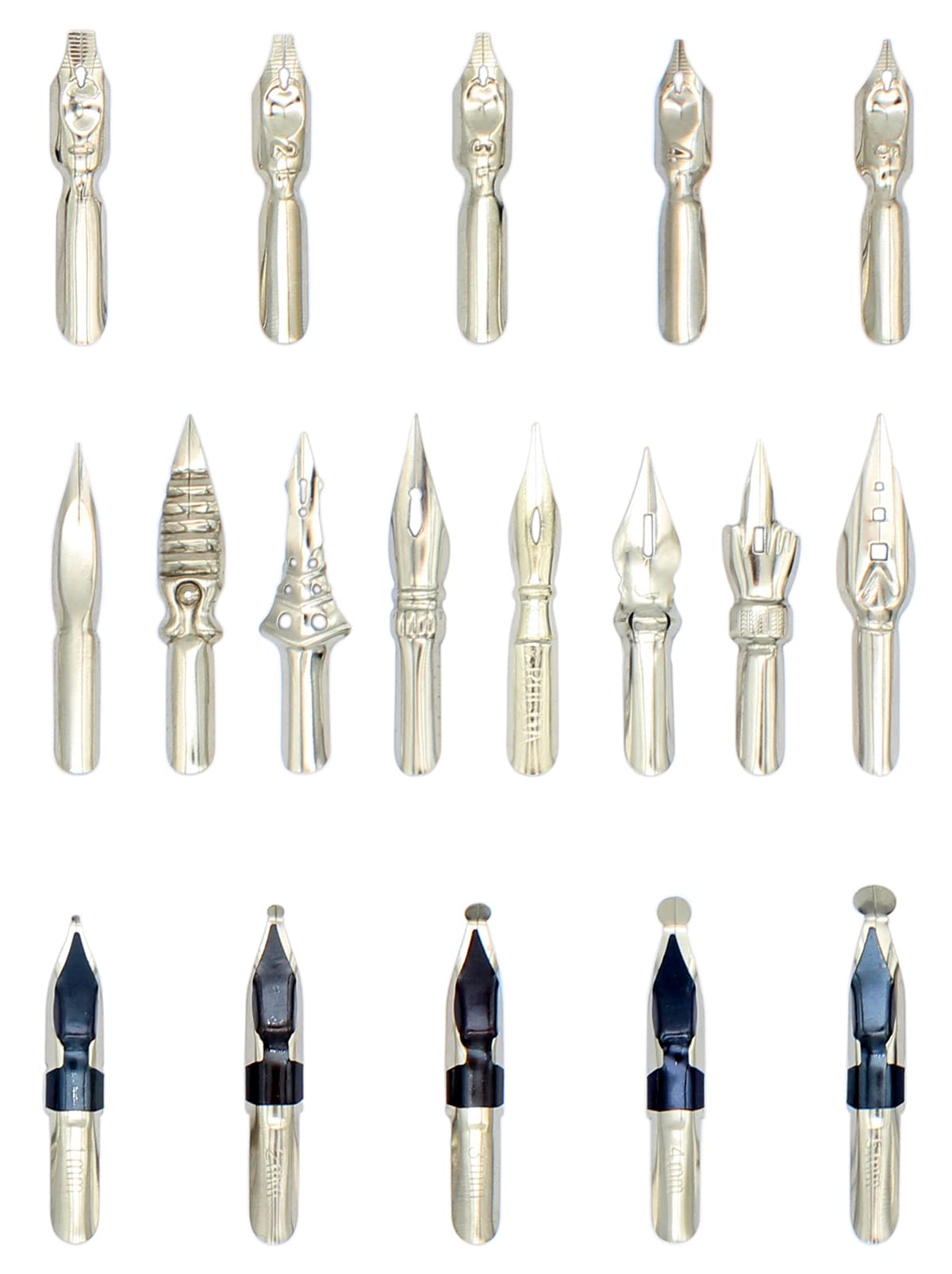 Gullor A Bunch of Nibs for Comic Dip Pen, Assorted Calligraphy Dip Pen Nibs, Various Sizes and Shapes, 18 Nibs in Box