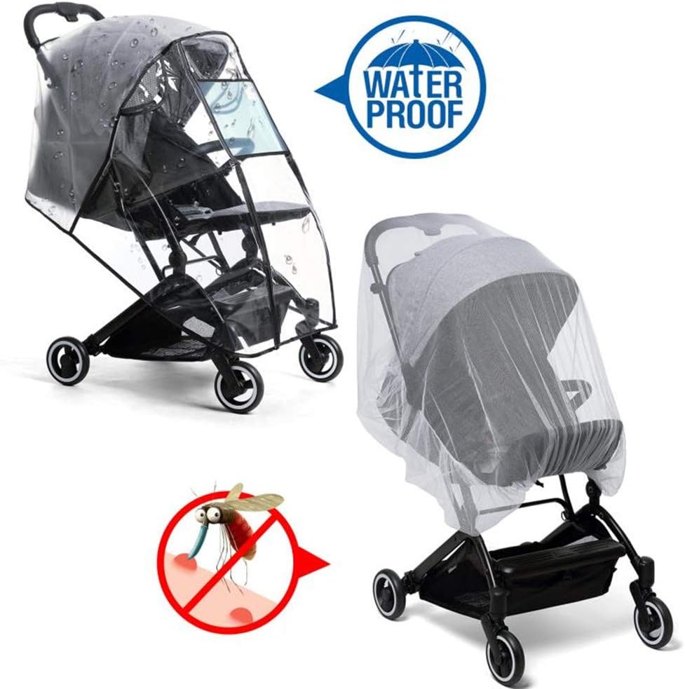 Stroller Rain Cover & Mosquito Net,Universal Baby Jeep Stroller , Protection Against Mosquitos,Clear Windproof Waterproof,Travel Umbrella Cover for Pram,Outdoor Use (Air Holes)