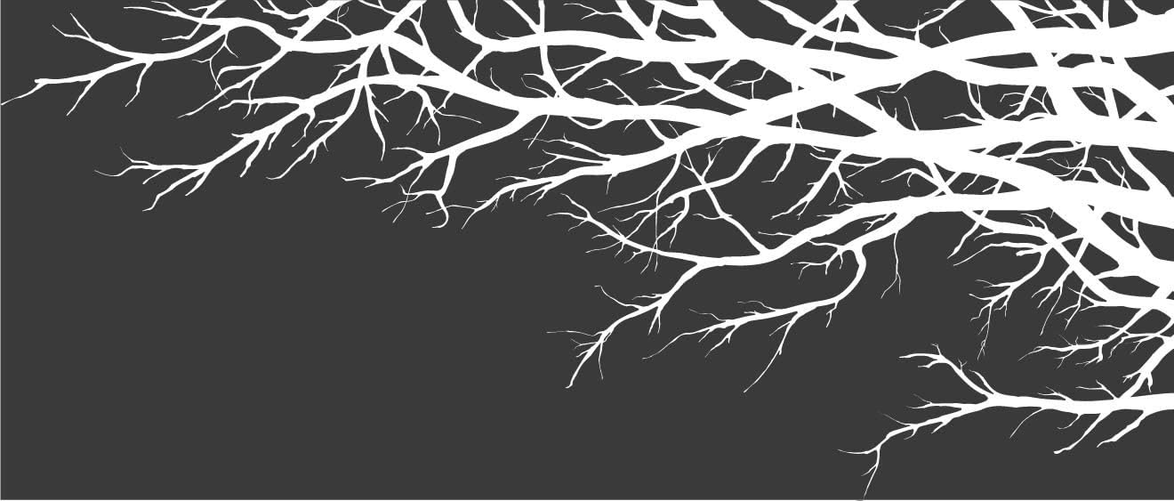 Vinyl Wall Art Mural Decal Tree Top Branches 97"(w) X 41"(h) Right to Left (White)