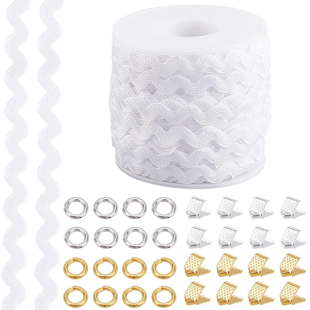 Photo 1 of GORGECRAFT 27 Yard White Rick Rack Trim Rickrack Zig Zag Ribbon Wave Bending Fringe Trimming 0.2 Inch RIC Rac Fabric Wavy Edge Sewing Braided Woven Trim for Sewing Crafts Wrapping