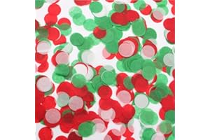 PMLAND Tissue Paper Table Confettis Round Circles for Parties Crafts and Decoration 2.5 cm (1 Inch) Pack of 6000 Pieces - Red Green and White
