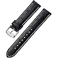iStrap Leather Watch band Alligator Grain Calfskin Replacement Strap Stainless Steel Buckle Bracelet for Men Women-18mm 19mm 20mm 21mm 22mm 24mm-Black Brown