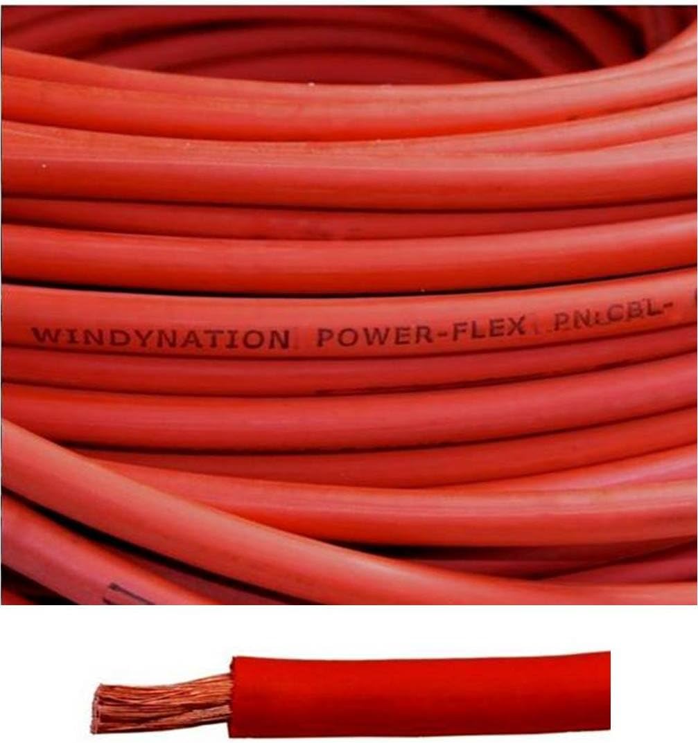 4 Gauge 4 AWG 50 Feet Red Welding Battery Pure Copper Flexible Cable Wire - Car, Inverter, RV, Solar by WindyNation