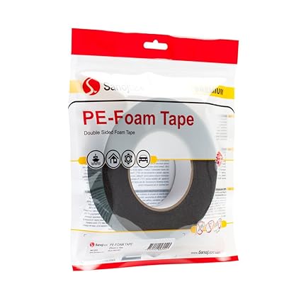 Sanojtape Ultra Strong Doppelseitig Klebeband Schwarz Schaumstoff Montageband 25mm x 10m